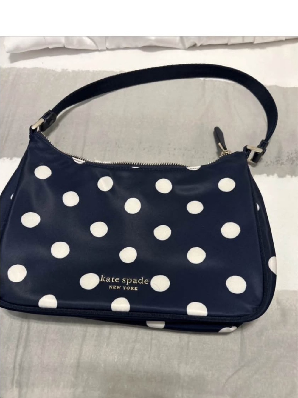 kate spade Navy and White Polka Dot Shoulder Bag